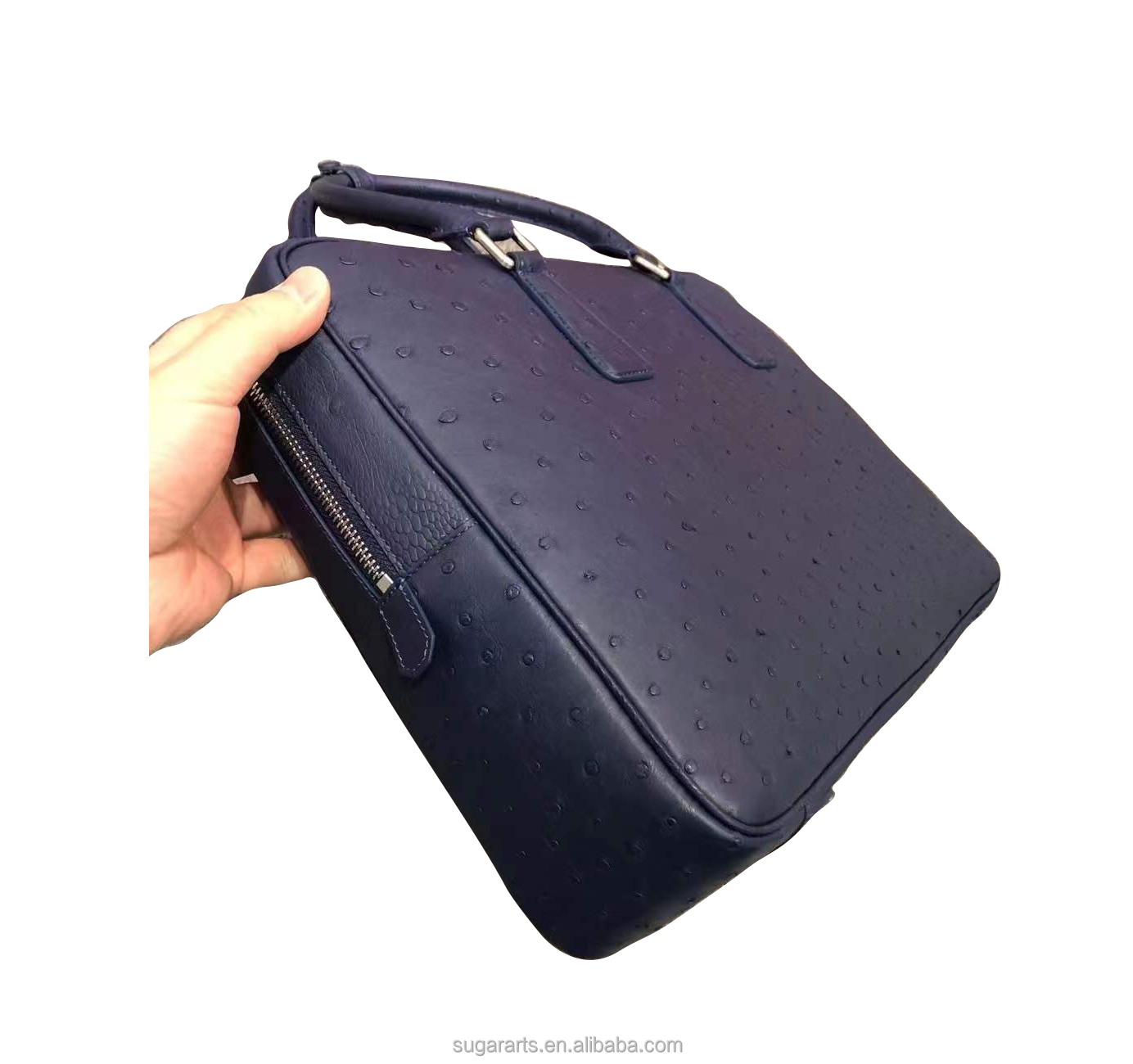 South Africa ostrich embossed leather Cowhide inner material bags key lock briefcase for men