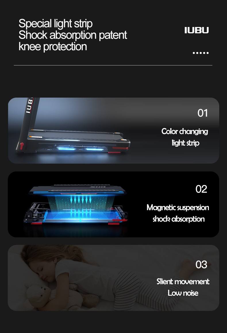 IUBU magnetic levitation home portable smart treadmill motor 3hp with wifi