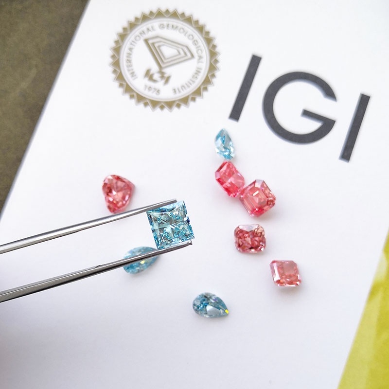 Lab Created Pink Blue Diamonds CVD Oval Cut Emerald Cut Radiant Cut Wholesale 2 carat Lab Grown Loos