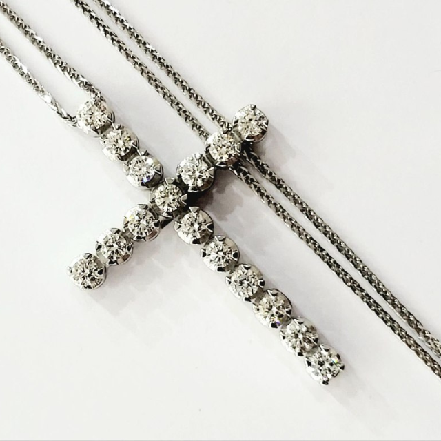 Best Selling Fashion Jewelry Necklace in White Gold 18k with Cross and Diamond For Wholesale Jewelry