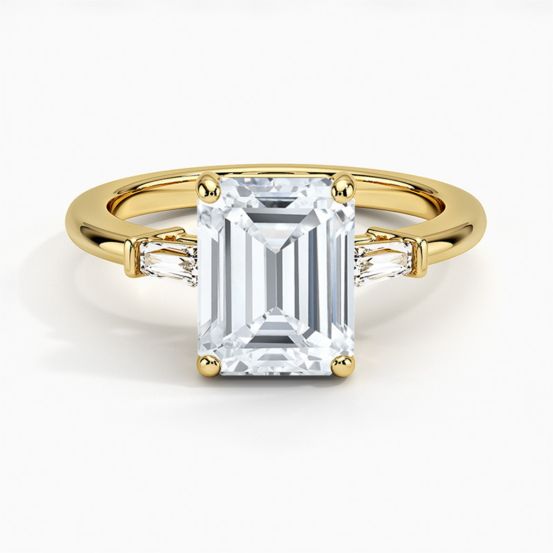 Customized 18k white gold lab grown diamond engagement ring 2.5ct Emerald cut cvd ring jewelry for w