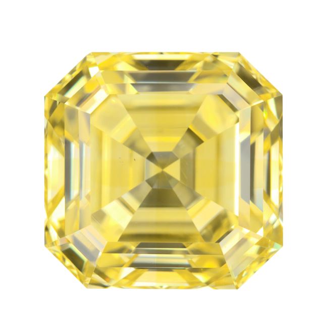 Megan high quality  Price Of 7.09*7.06)4.47mm Asscher cut2.06 Carat fancy vivid yellow Diamond Synth