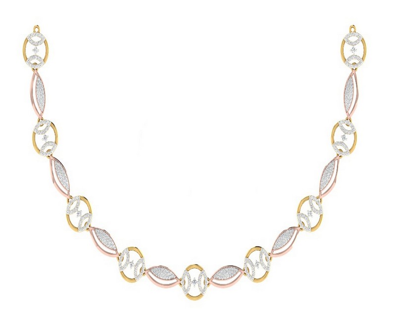 14kt Solid Gold Natural Round Brilliant Cut Diamond Necklace For Women In Yellow Rose White Gold Eth