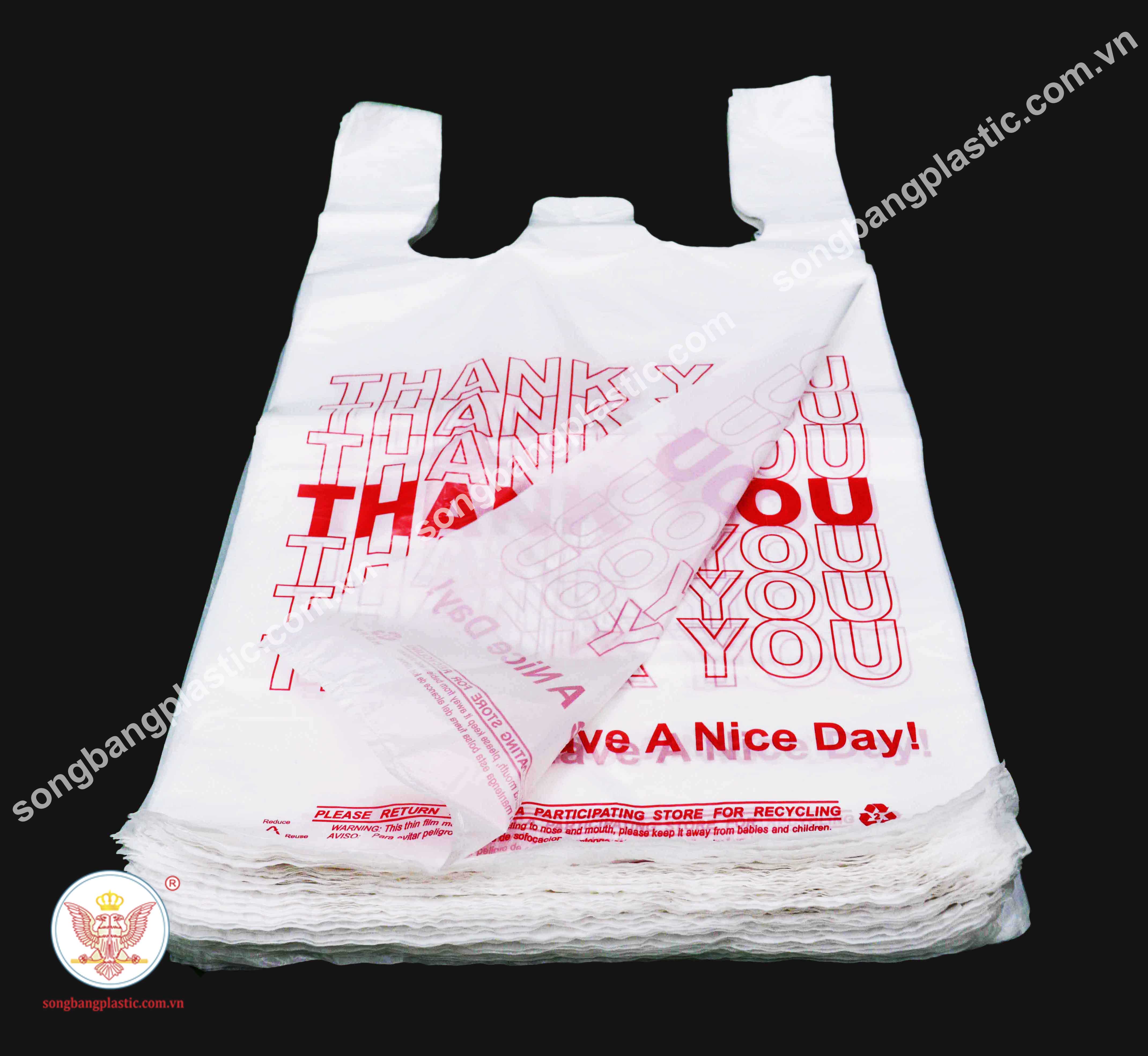 Environmentally friendly Heavy duty LDPE HDPE thank you vest carrier plastic bags / T-shirt plastic 