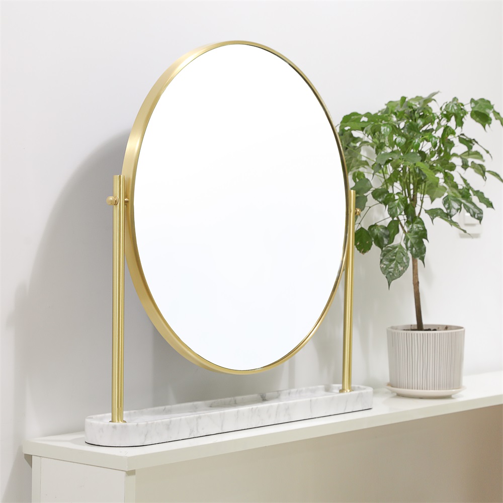 MAXERY Home Decor Marble Base Stand Table Makeup Mirror Natural Cosmetic Mirror Desktop Rotatable Mi