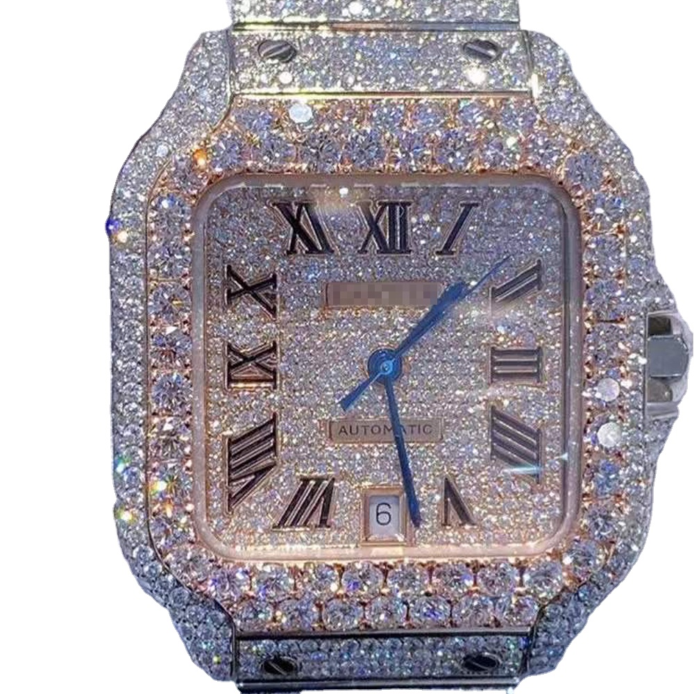 Custom Mens Women Watches Iced Out Luxury Fashion Bling Dial Bezel Band VVS Moissanite Watch